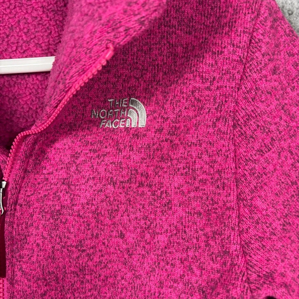 The North Face Jacket Girls XL Pink Crescent Full Zip Sweater Fleece Heathered